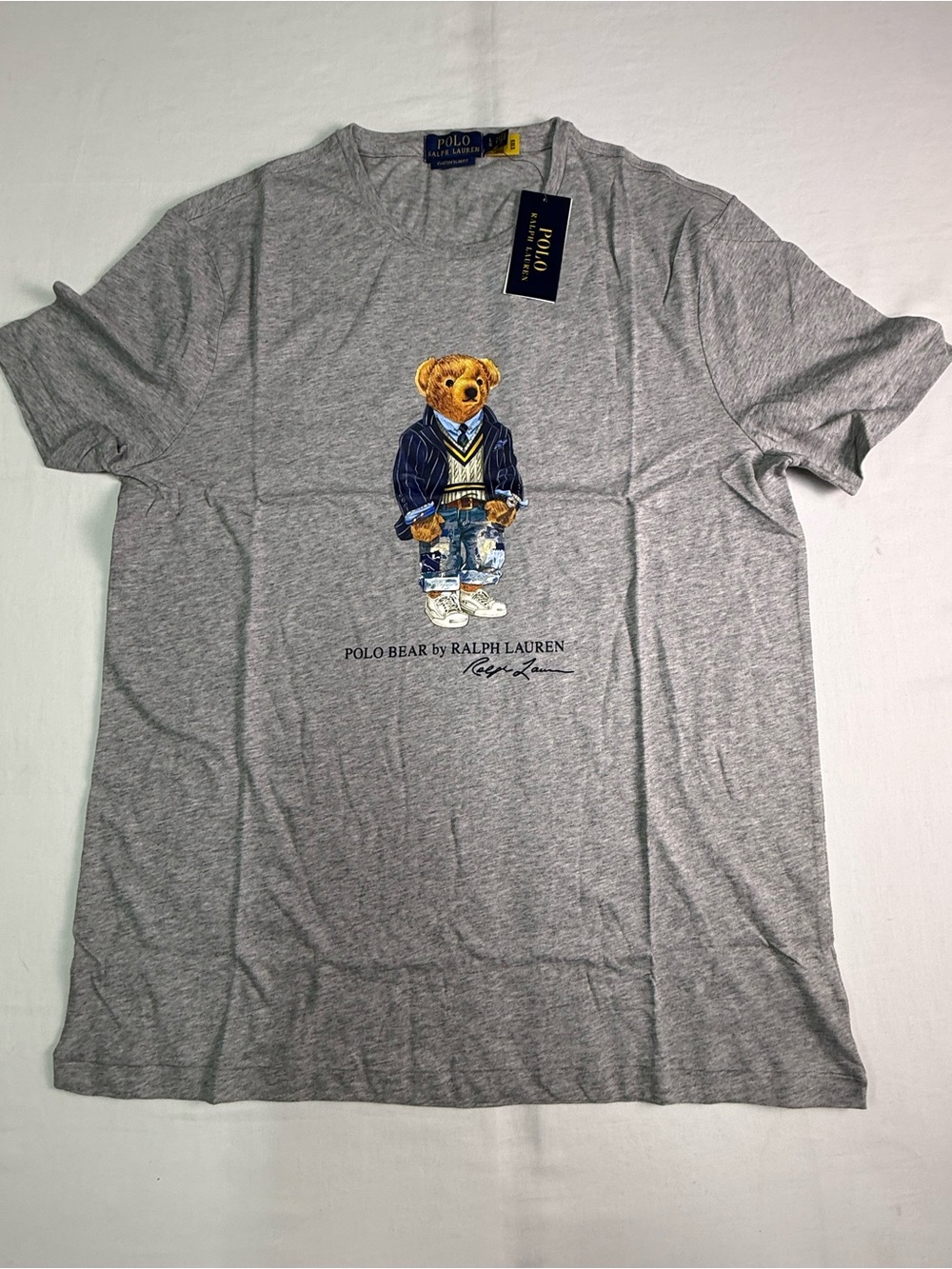 Polo Ralph Lauren Men Custom Slim Fit Polo Bear Jersey T-Shirt Sz L 100% Cotton